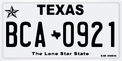 TX license plate BCA0921