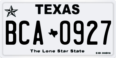 TX license plate BCA0927