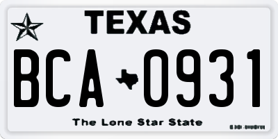 TX license plate BCA0931