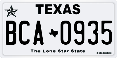 TX license plate BCA0935