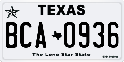 TX license plate BCA0936