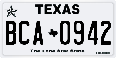 TX license plate BCA0942