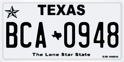 TX license plate BCA0948