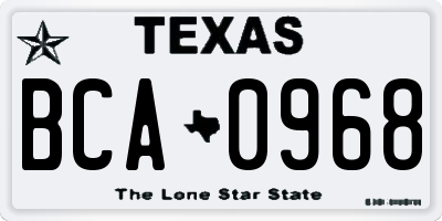 TX license plate BCA0968