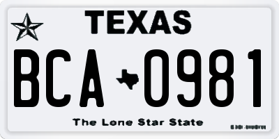TX license plate BCA0981