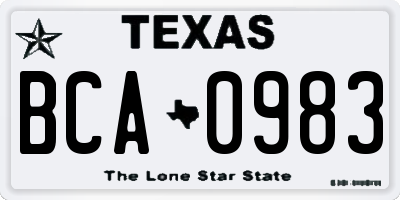 TX license plate BCA0983