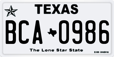 TX license plate BCA0986