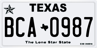 TX license plate BCA0987