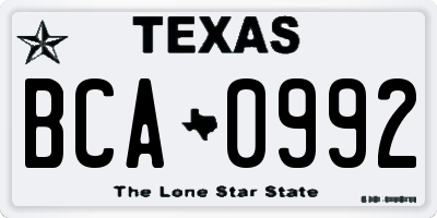 TX license plate BCA0992