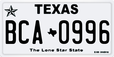 TX license plate BCA0996