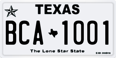 TX license plate BCA1001