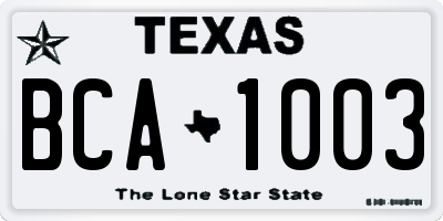 TX license plate BCA1003