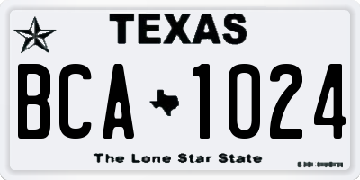 TX license plate BCA1024