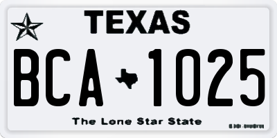 TX license plate BCA1025
