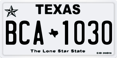 TX license plate BCA1030