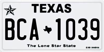 TX license plate BCA1039