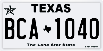 TX license plate BCA1040
