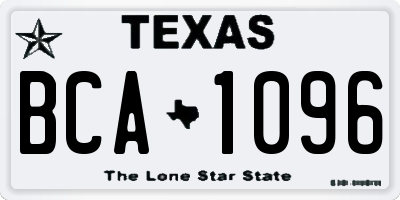 TX license plate BCA1096