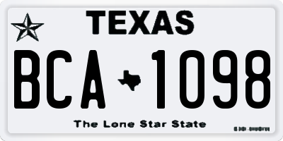 TX license plate BCA1098