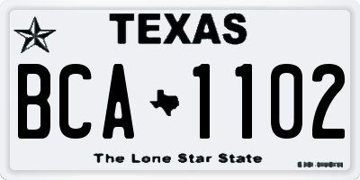TX license plate BCA1102
