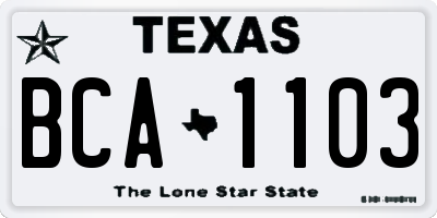 TX license plate BCA1103