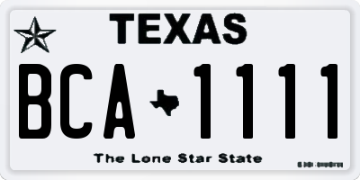 TX license plate BCA1111