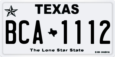 TX license plate BCA1112