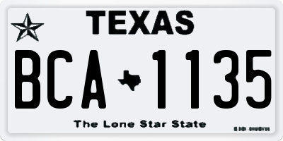 TX license plate BCA1135