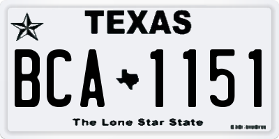 TX license plate BCA1151