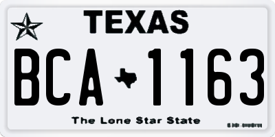 TX license plate BCA1163