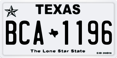 TX license plate BCA1196