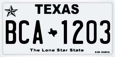 TX license plate BCA1203