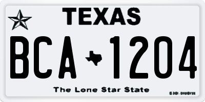 TX license plate BCA1204