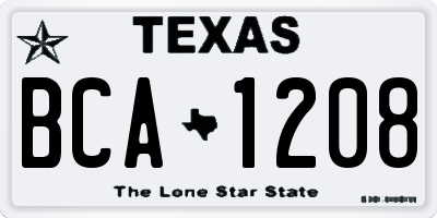 TX license plate BCA1208