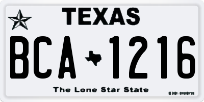 TX license plate BCA1216