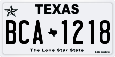 TX license plate BCA1218