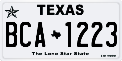 TX license plate BCA1223