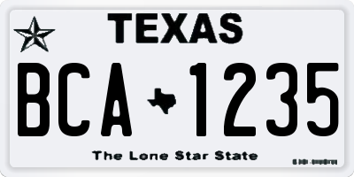 TX license plate BCA1235