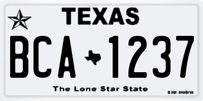 TX license plate BCA1237
