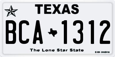 TX license plate BCA1312