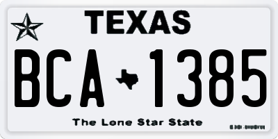 TX license plate BCA1385