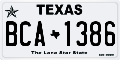 TX license plate BCA1386