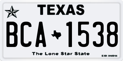 TX license plate BCA1538