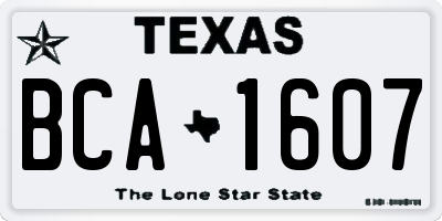 TX license plate BCA1607