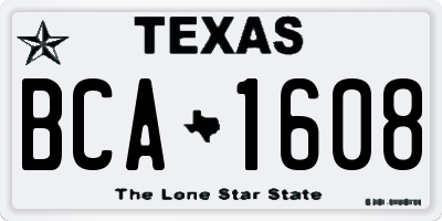 TX license plate BCA1608