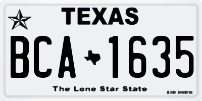 TX license plate BCA1635