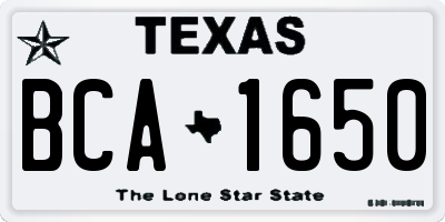 TX license plate BCA1650