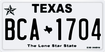 TX license plate BCA1704