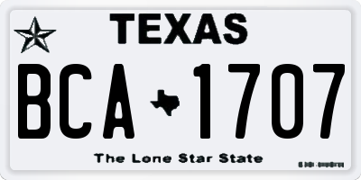 TX license plate BCA1707