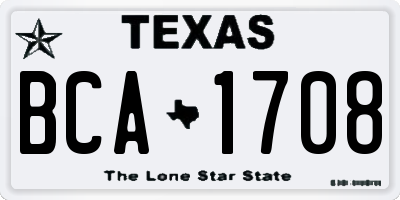 TX license plate BCA1708